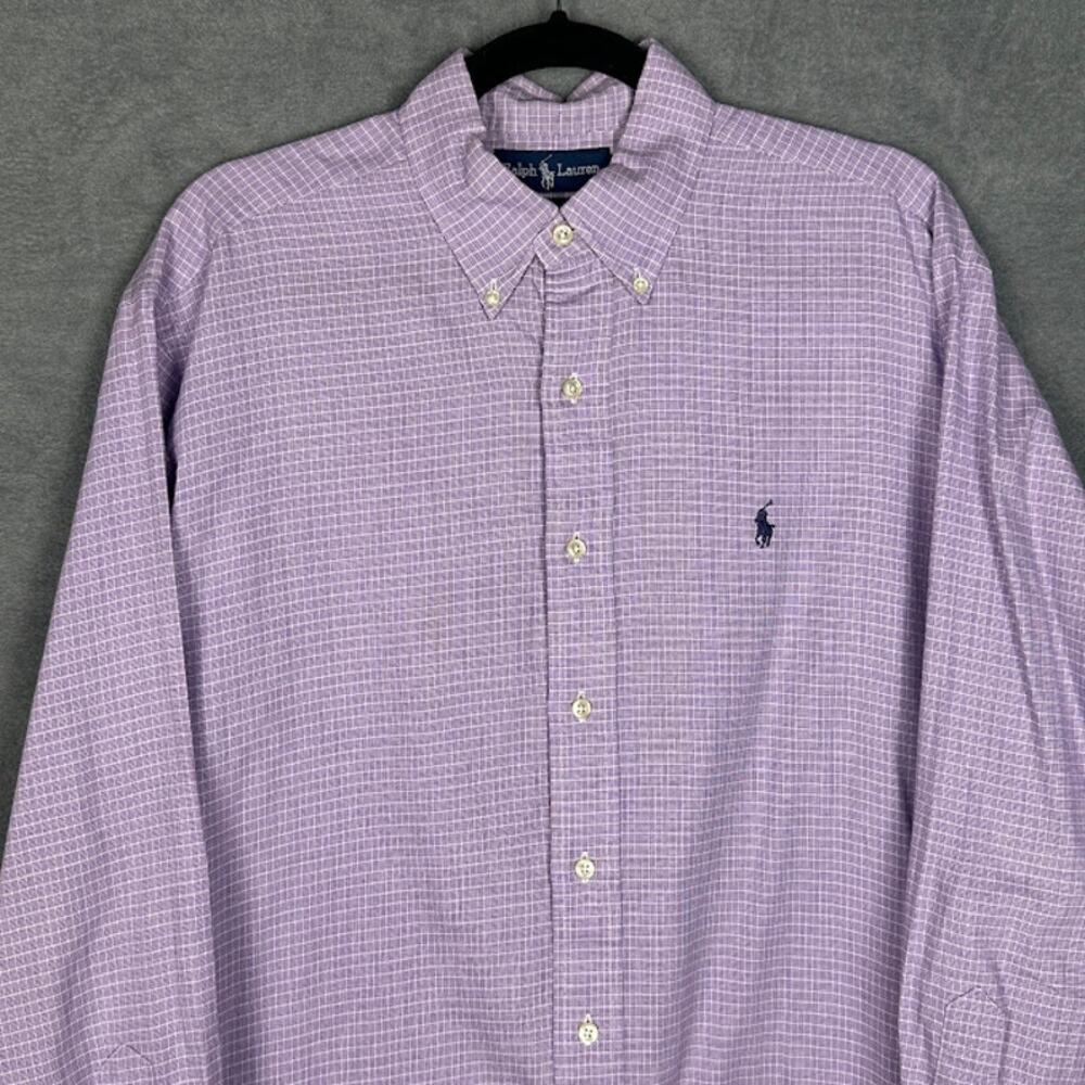 Ralph Lauren Shirt Mens 15 1/2-33 Purple Long Sleeve Button Up Yarmouth Preppy - Picture 2 of 11